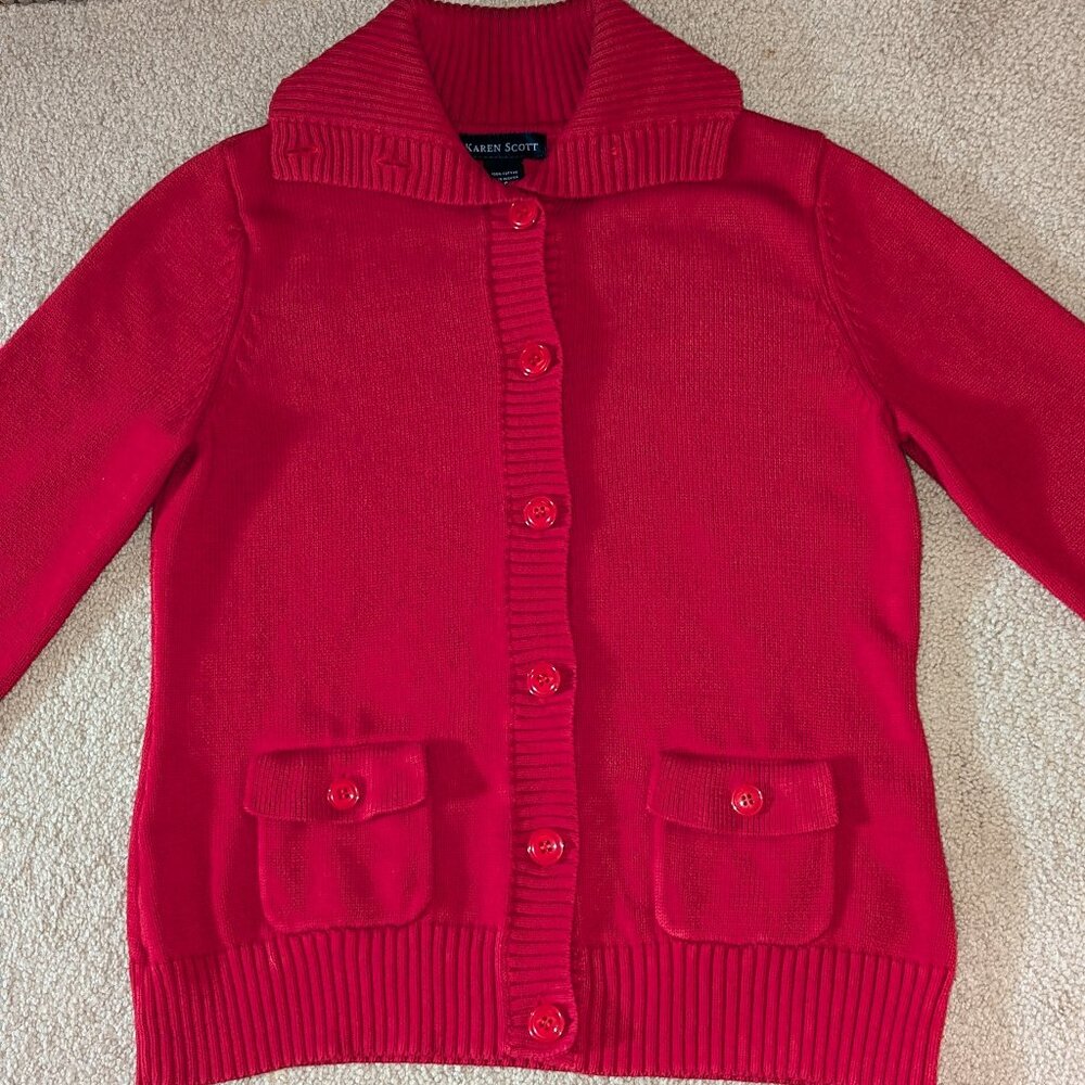 Karen Scott warm sweater/cardigan, size small.